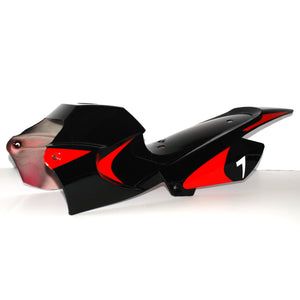 Dirt Bike plastic body tail panel; black with red